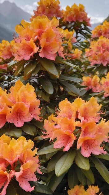 Photo background nature flower vireyas rhododendron yellow orange flowers