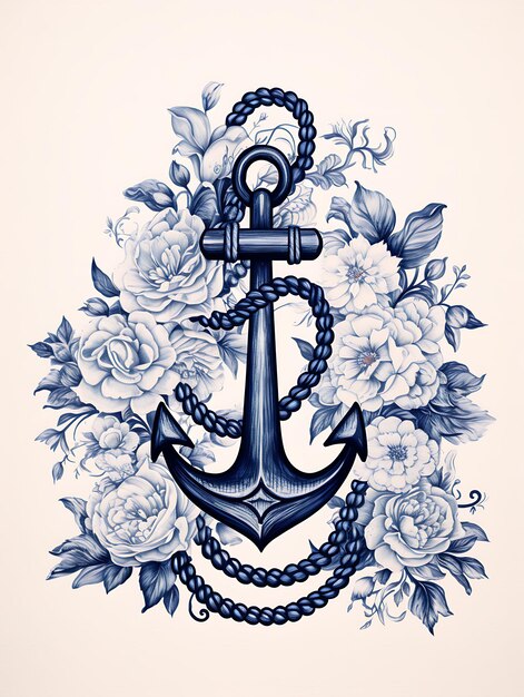 Photo background of nautical wedding invitation card anchor shape navy blue pape design concept art