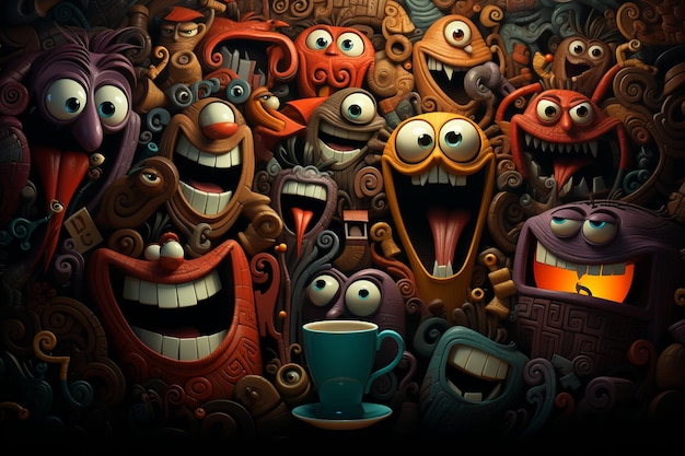 Background of nice coffee characters