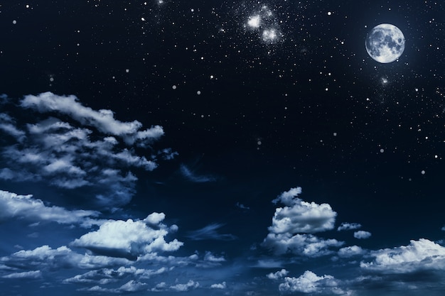 Foto cielo notturno di sfondo con stelle e luna