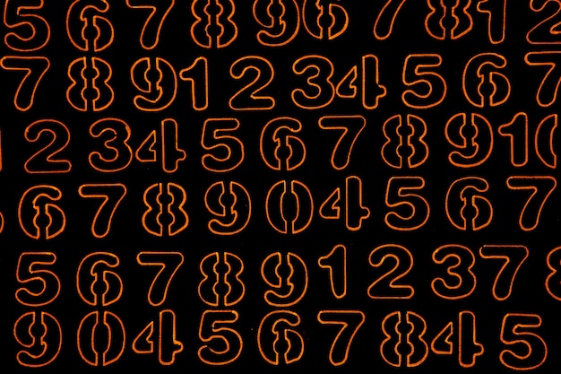 Photo background of numbers from zero to nine