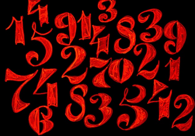 Photo background of numbers from zero to nine