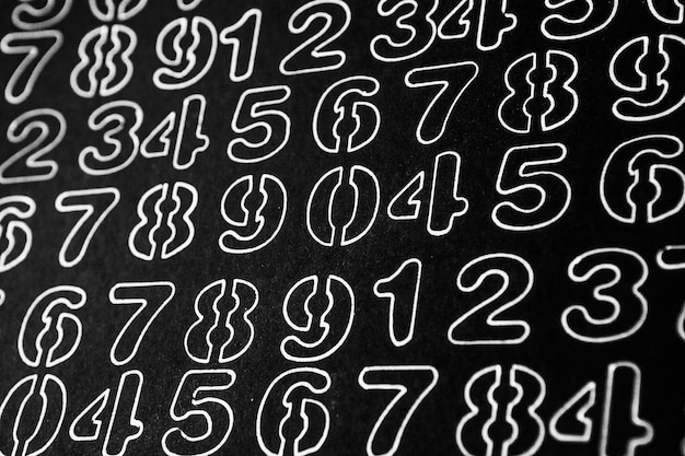 Photo background of numbers from zero to nine