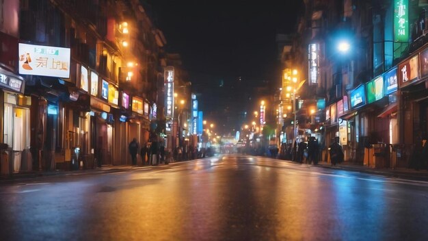 사진 밤의 거리 도로에서 흐릿한 불빛의 배경