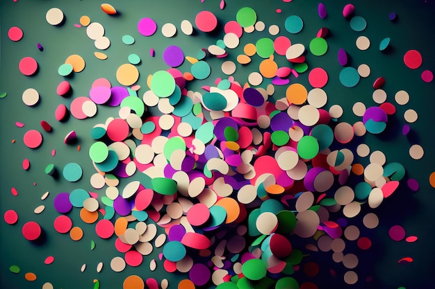 Фото Фон красочных круглых конфетти 3d иллюстрация generative ai