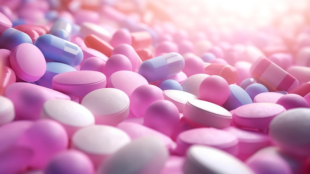 Фото Фон медицинских таблеток в розовых и фиолетовых цветах деликатные оттенки макрофотография
