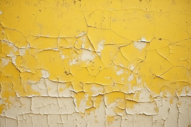 古い黄色い壁の背景に ⁇ 裂き絵が描かれています ⁇ 