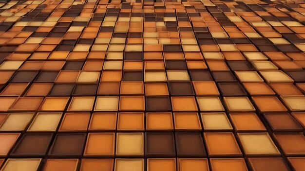 A background of orange and brown squares with a yellow square