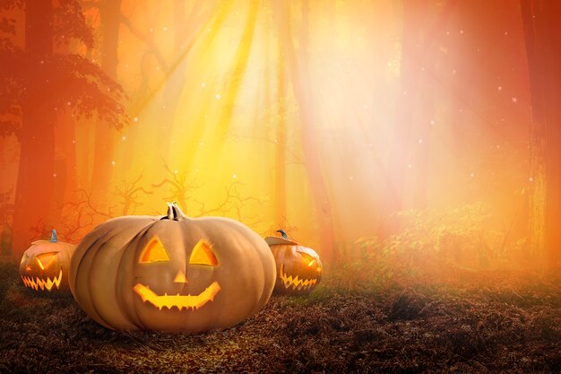 Background orange halloween in forest