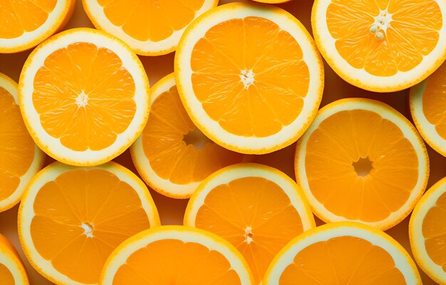 Background of orange slices top view