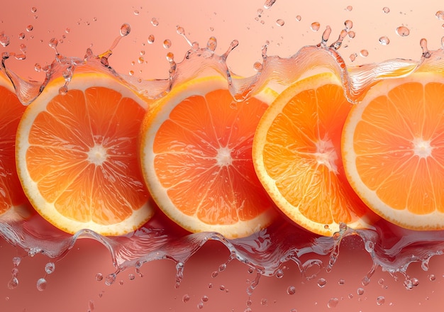 background of orange slices with water drops