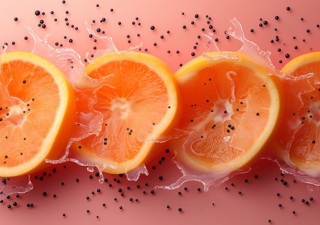 Photo background of orange slices with water drops