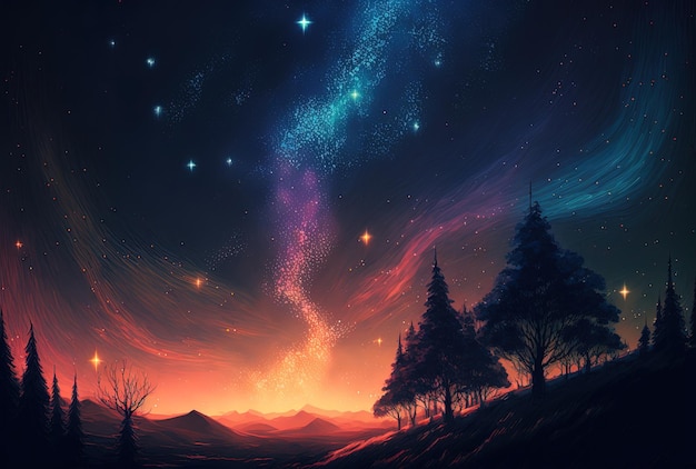 Background painting of a starry sky