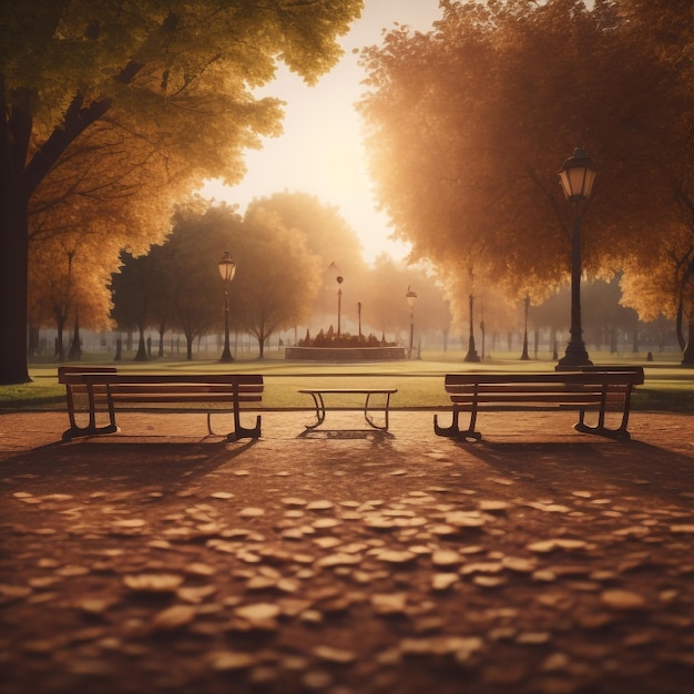 Photo background park with sunset brown morning generative ai