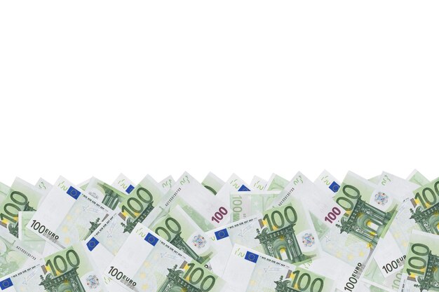 Фото Фоновый узор из набора зеленых денежных купюр по 100 евро