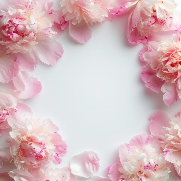 background of peonies and petals with place for text