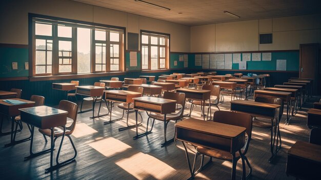 background photo of a school classroom