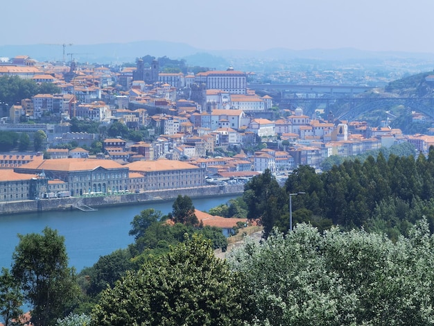 background photograph of the city of Porto by the riverside