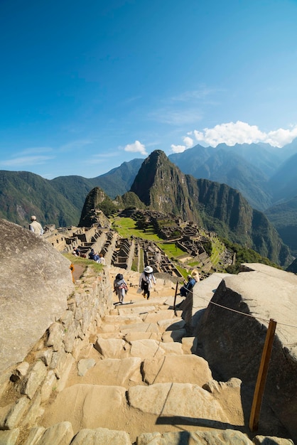 Photo background photography of the citadel of machupicchu in the city of cusco
