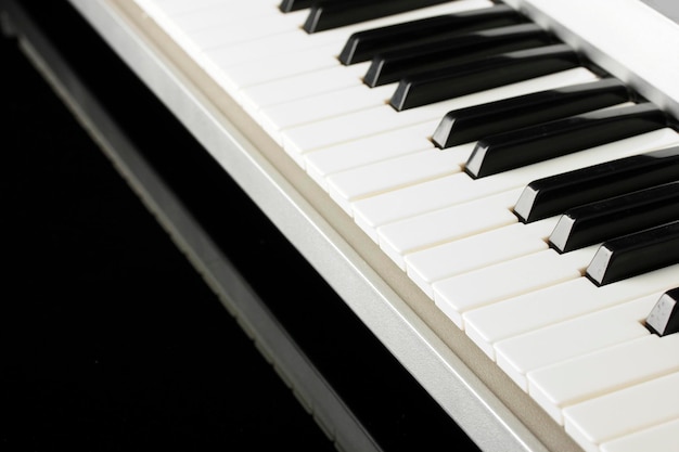 Background of piano keyboard close up