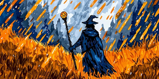 background picture with the image of a witch magical rituals of fantasy magic