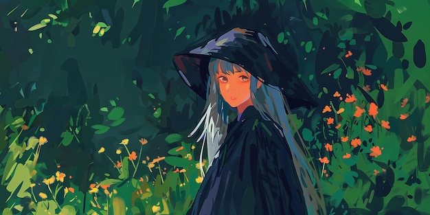 background picture with the image of a witch magical rituals of fantasy magic