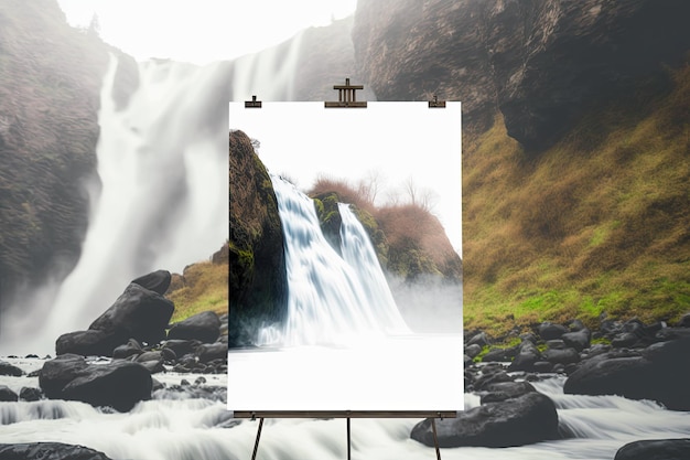 Background Picture With Unfocused Majestic Waterfall Cascading Generative AI