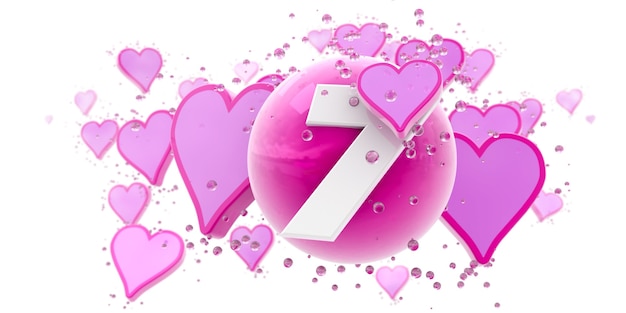 Background in pink colors with hearts and spheres