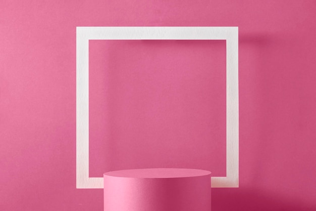 Photo background podium frame for showing and demonstrating the product of the magenta trend color