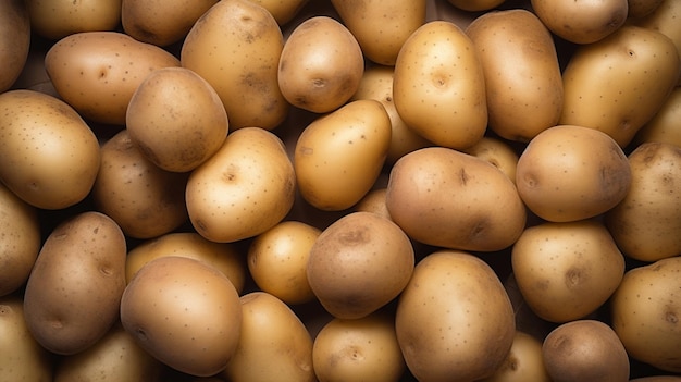 Background of potatoes autumnal harvest top view