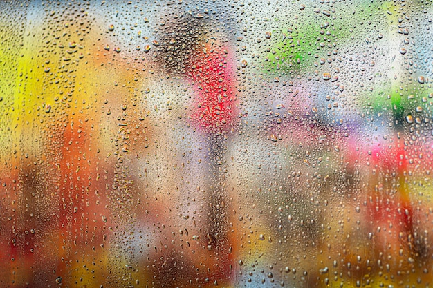 Photo background rain drops close up