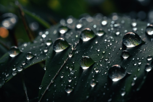 Background rain drops close up