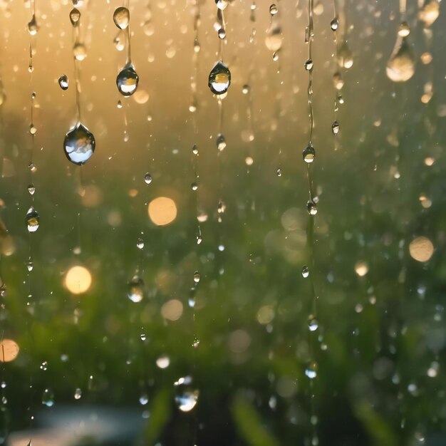 Background rain drops close up