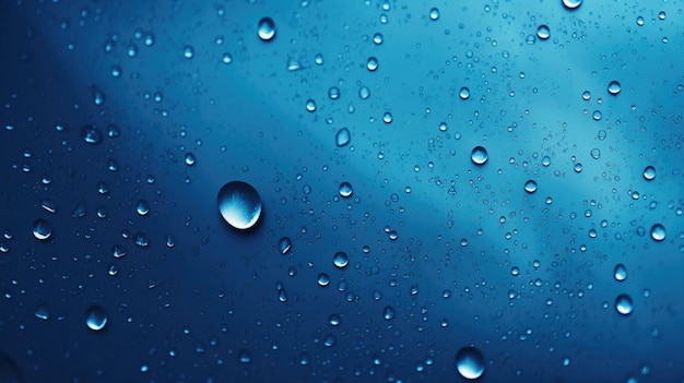 The background of raindrops is in Blue color