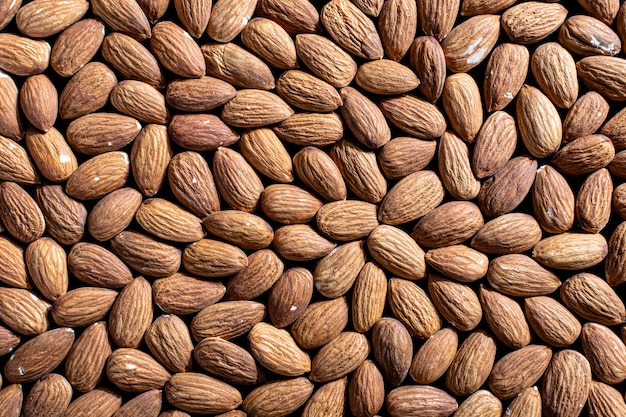 Background of raw peeled almonds