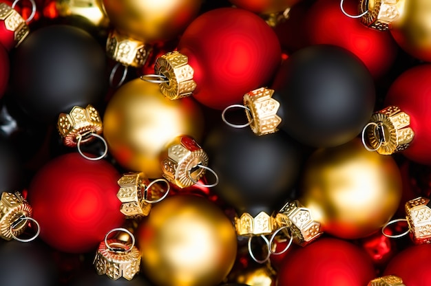 Background of red black and gold christmas balls