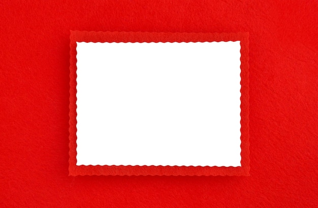 Foto sfondo di feltro rosso con cornice bianca riccia