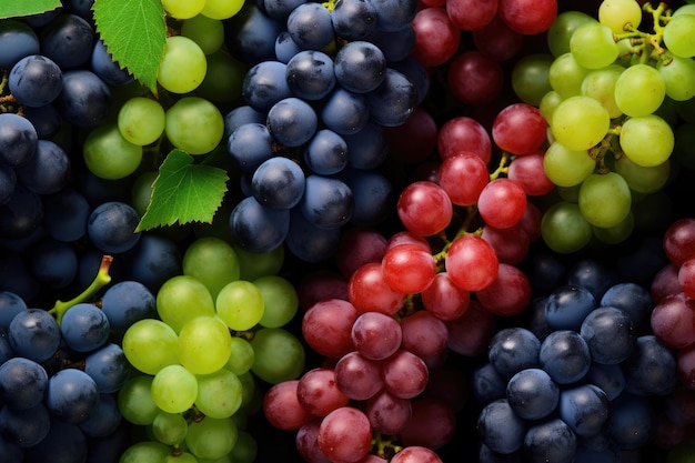 Background of red green and blue grapes