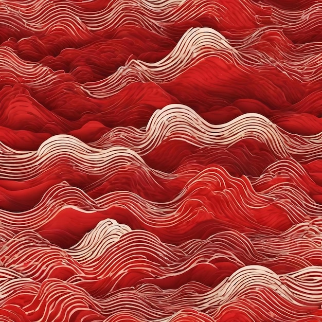 Background of red japanese dotted style wave seamless pattern