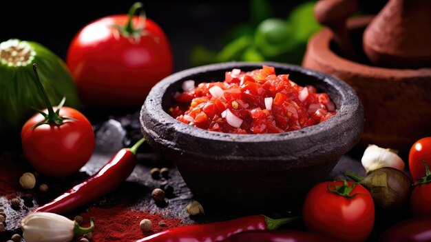 Background red mexican food salsa