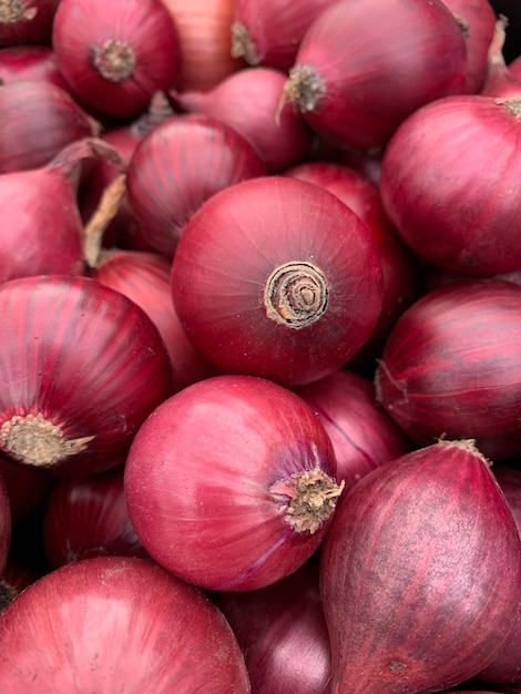 background of red onion close-up