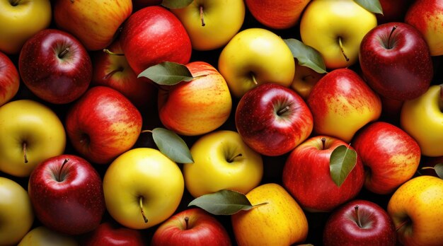 Background of red and yellow apples