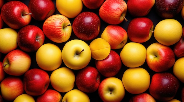 Background of red and yellow apples