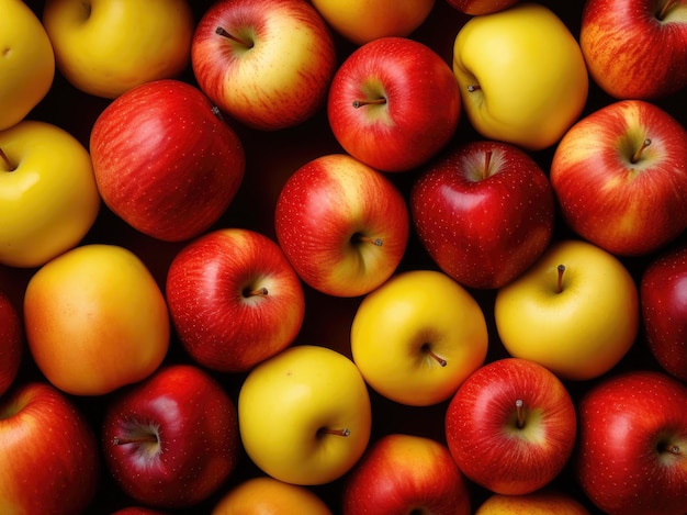 Background of red and yellow apples