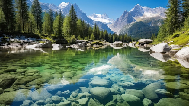 Background reflection river alpine landscape