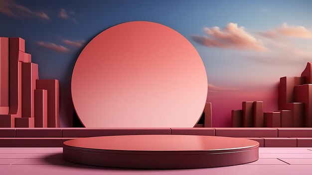 Background Rendering with Podium and Wall Scene Abstract
