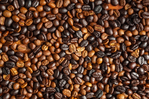 background  Roasted coffee beans top view