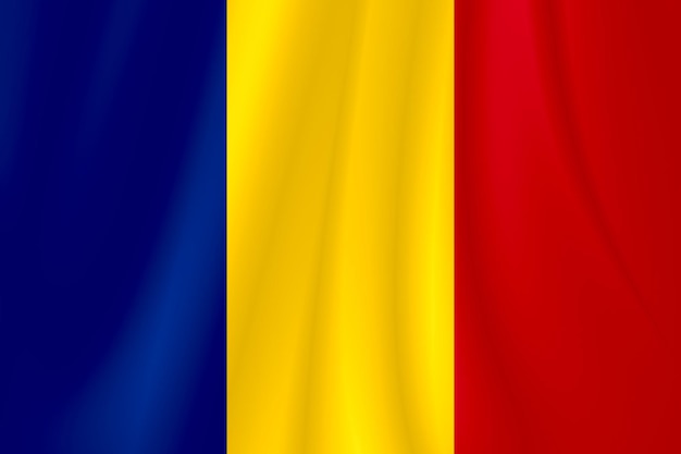 background of romania flag on slightly wavy fabric