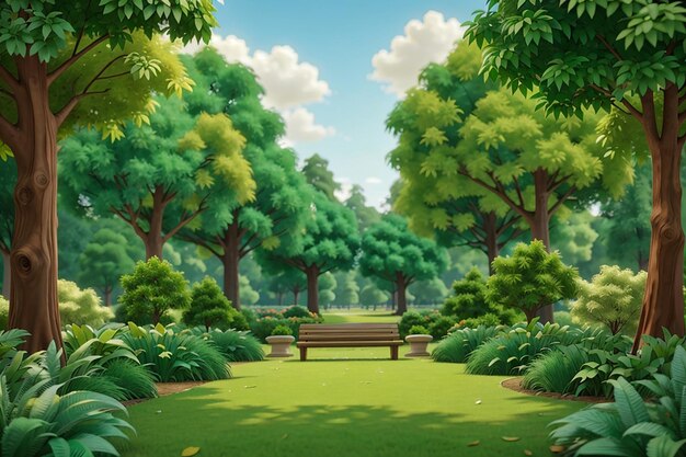 Background scene with green trees in the park