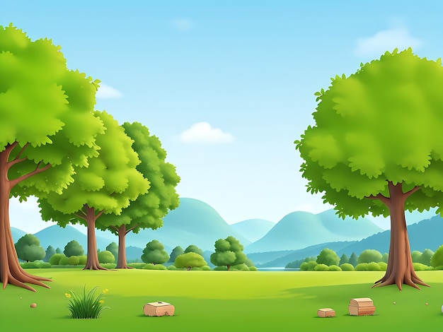 Background scene with many trees in the park illustration vector